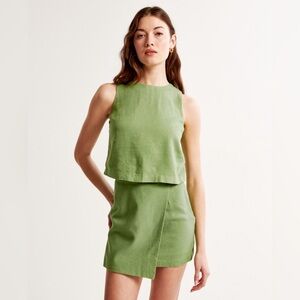 Women’s Abercrombie & Fitch Green Linen-Blend High-Neck Sleeveless Top
